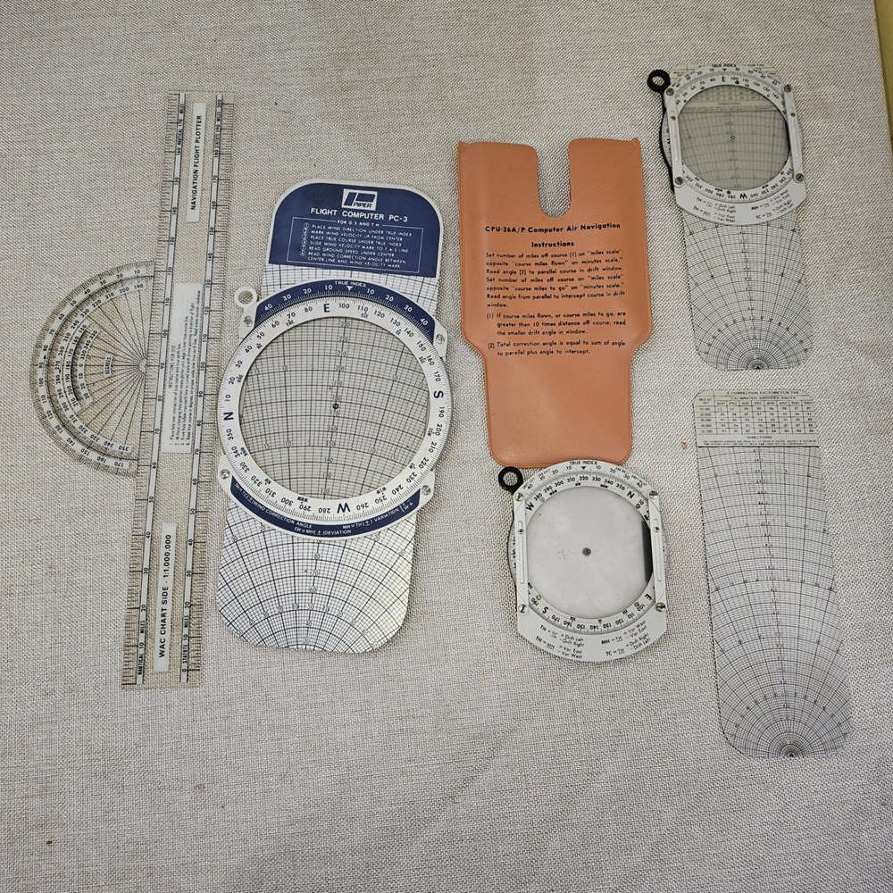 Vintage Flight Computer Plotter Protractor Navigation Pilot Aviation Tools Set - Picture 1 of 10
